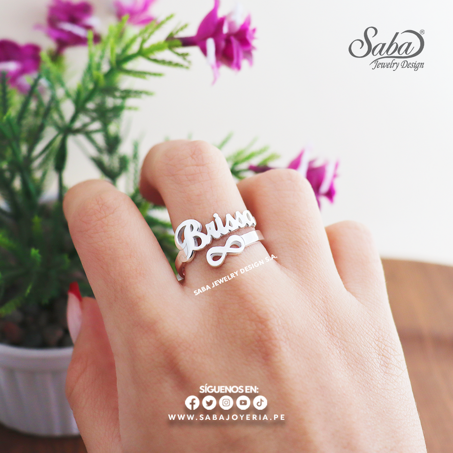 Anillo con nombre Infinito Plata Fina – Saba Jewelry Design