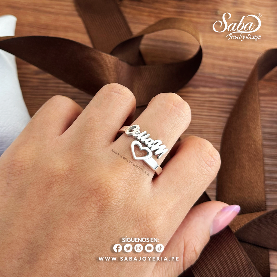 Anillo Corazón con Nombre Plata Fina - Main Image