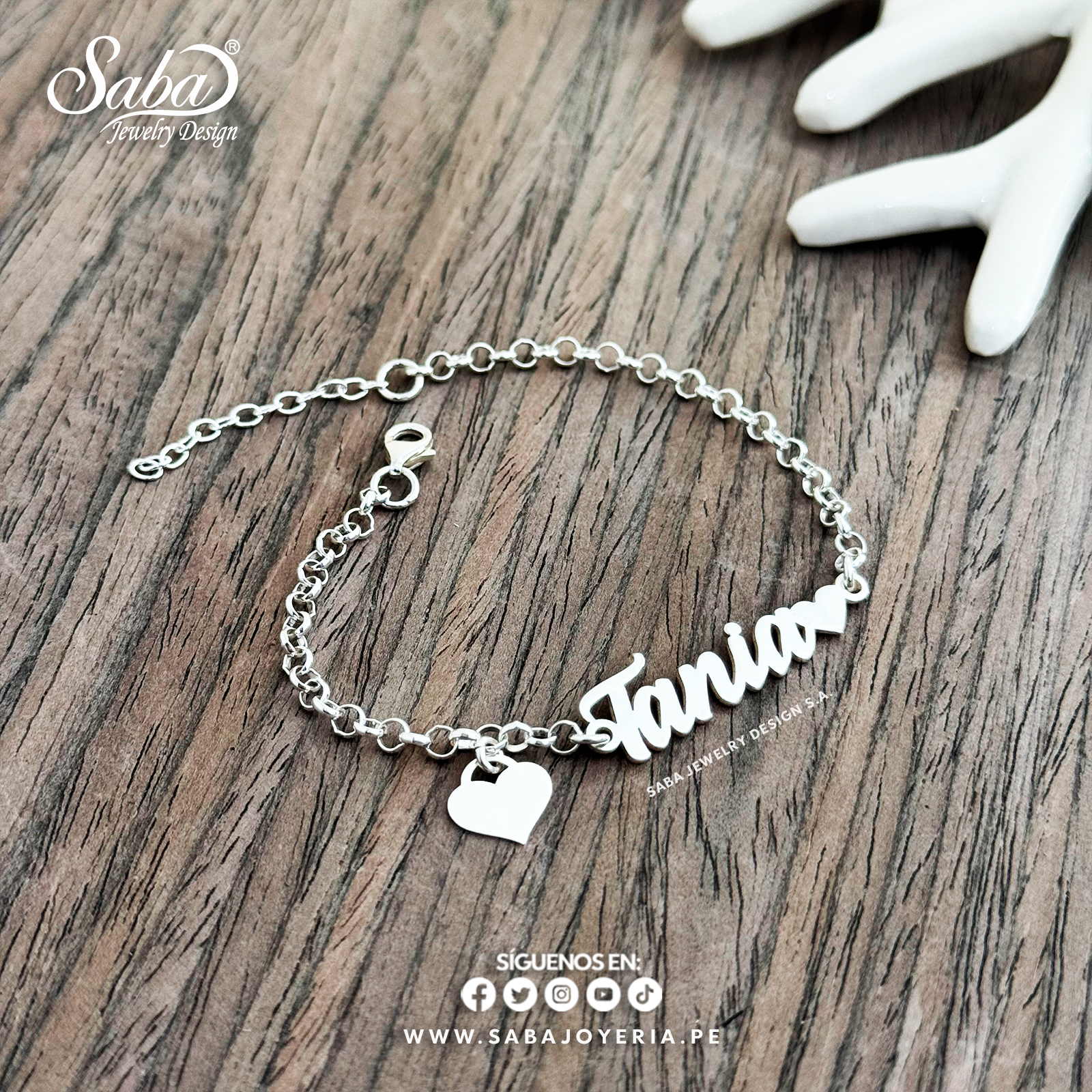 Pulsera con Nombre Dama Plata Fina - Main Image